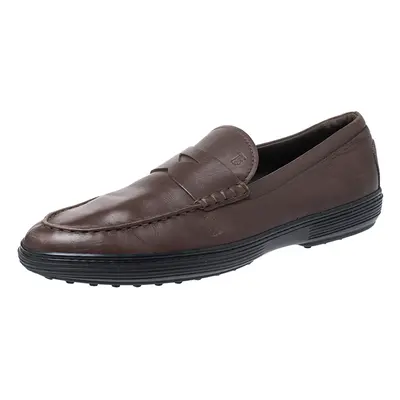 Tod's Brown Leather Slip On Penny Loafers Size