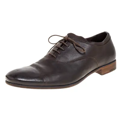 Prada Dark Brown Leather Cap Toe Lace Up Oxford Size 42.5