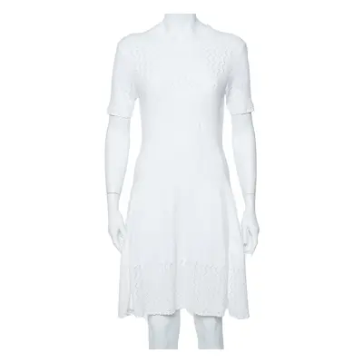 Kenzo White Perforated Knit Fit & Flare Dress