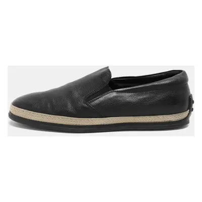 Tod's Black Leather Espadrille Loafers Size 41.5