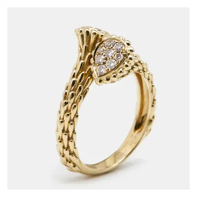 Boucheron Serpent Boheme Toi et Moi Motif Diamond 18k Yellow Gold Ring Size