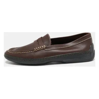 Tod's Dark Brown Leather Penny Loafers Size