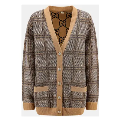 Gucci Beige Wool Cardigan With Madras Motif Cardigan Xs