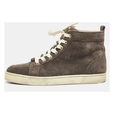 Christian Louboutin Brown Suede Rantus orlato High Top Sneakers Size