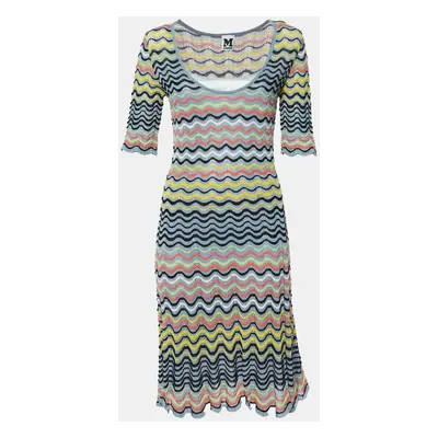 M Missoni Grey/Multicolor Wave Patterned Lurex Knit Dress