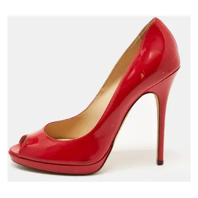 Jimmy Choo Red Patent Leather Quiet Platform Pumps Size