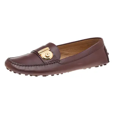 Salvatore Ferragamo Brown Leather Slip On Loafers Size