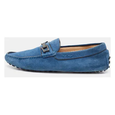 Tod's Blue Suede Buckle Slip On Loafers Size