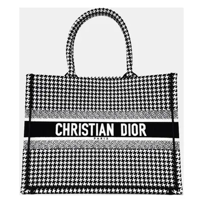 Dior Black Houndstooth Canvas Book Tote Bag