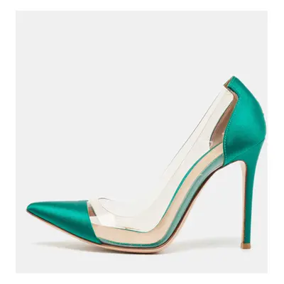 Gianvito Rossi Green Satin and PVC Plexi Pumps Size