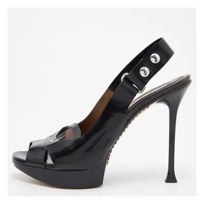 Marni Black Leather Peep Toe Sandals Size