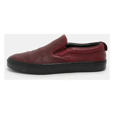 Gucci Burgundy Diamante Leather Slip On Sneakers 41.5