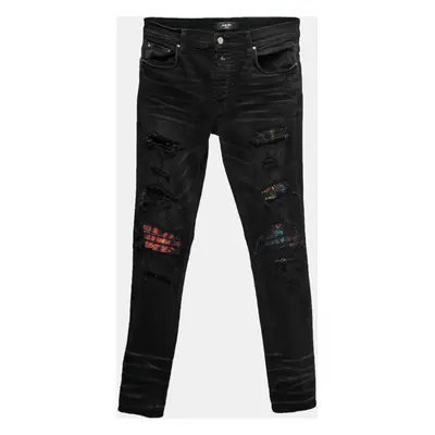 Amiri Black Distressed Denim Panelled Skinny Jeans Waist 32"