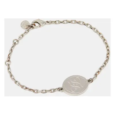 Fendi Silver Tone FF Tag Chain Bracelet