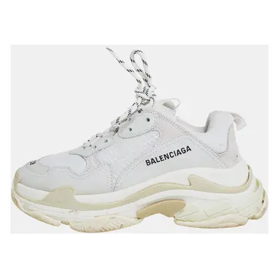 Balenciaga Grey Mesh And Leather Triple Sneakers Size