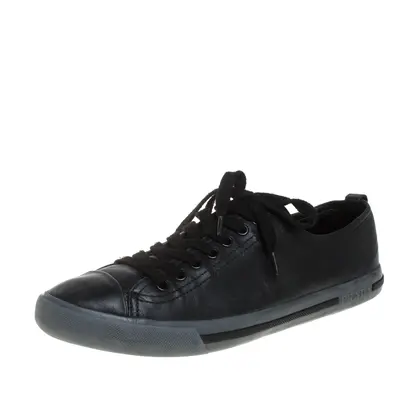 Prada Sports Black Leather Lace Up Sneakers Size