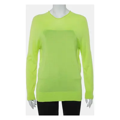 Balenciaga Neon Green Cashmere Oversized Pullover