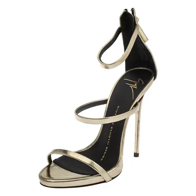 Giuseppe Zanotti Gold Foil Leather Harmony Strap Sandals Size