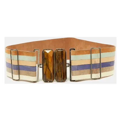 Fendi Multicolor Leather Wide Waist Belt