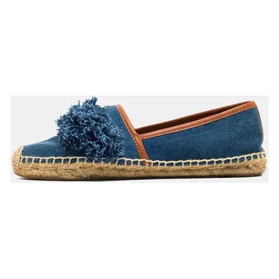 Tory Burch Blue Denim Shaw Espadrille Flats Size