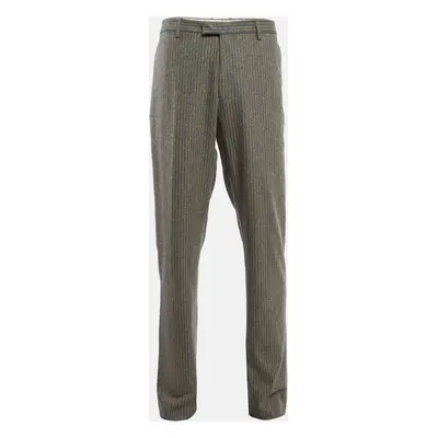 Etro Grey Pinstripe Wool Blend Trousers