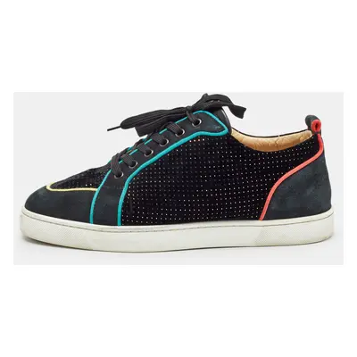 Christian Louboutin Black Velvet and Suede Studded Rantus Orlato Low Top Sneakers Size