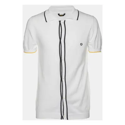 Fendi White Cotton Knit Front Button T-Shirt