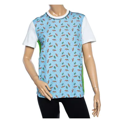 Prada Colorblock Cactus Sombrero Print Cotton& Silk T-Shirt