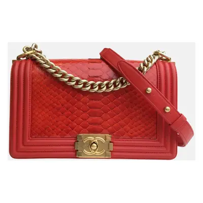 Chanel Red Patent Leather Boy Shoulder Bag