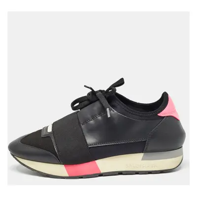 Balenciaga Black Leather Race Runner Sneakers Size