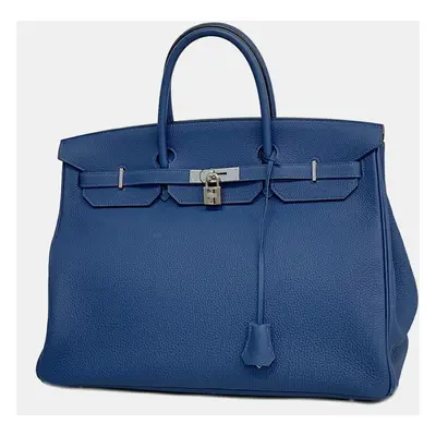 Hermes Blue de Malte Togo Birkin Engraved Handbag