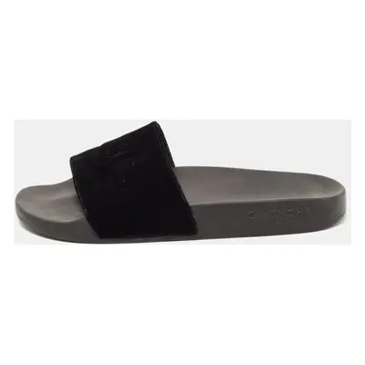 Givenchy Black Velvet Logo Slides Size