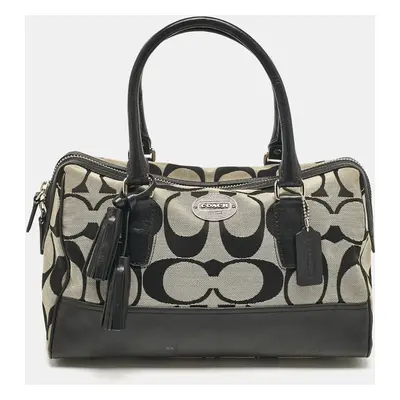 Coach Black Signature Canvas and Leather Legacy Haley Satchel