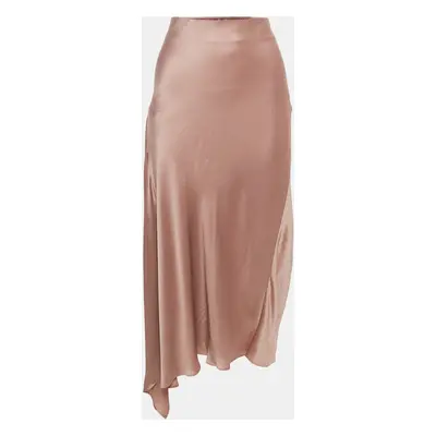 Brunello Cucinelli Pink Satin Asymmetric Midi Skirt