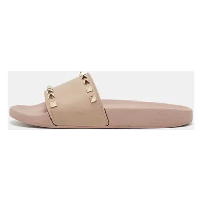 Valentino Dusty Pink Rubber Rockstud Slides Size