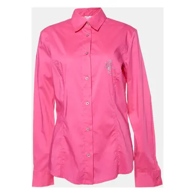 Versace Jeans Couture Pink Cotton Logo Detail Shirt