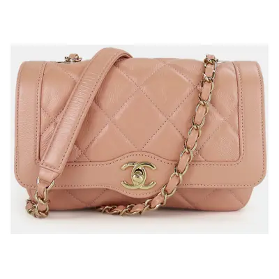 Chanel Leather Peach Beige Matelasse No. Coco Mark Single Chain Shoulder Bag