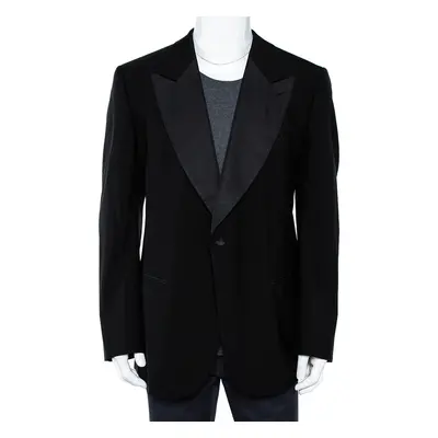 Giorgio Armani Black Wool Button Front Blazer 5XL