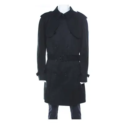 Dolce & Gabbana Black Cotton Double Breasted Belted Coat