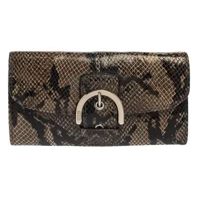 Coach Brown/Black Python Embossed Leather Soho Continental Wallet