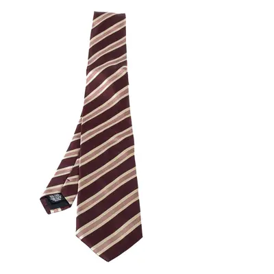 Boss By Hugo Boss Burgundy Striped Silk Tie