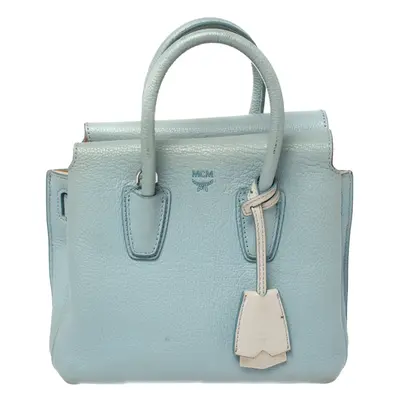 MCM Blue Leather Mini Milla Tote