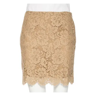 Ralph Lauren Beige Floral Lace Scallop Hem Mini Skirt