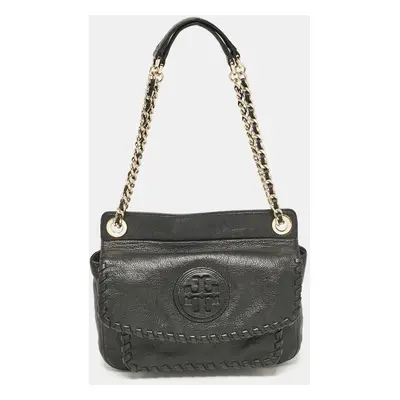 Tory Burch Black Leather Marion Shoulder Bag