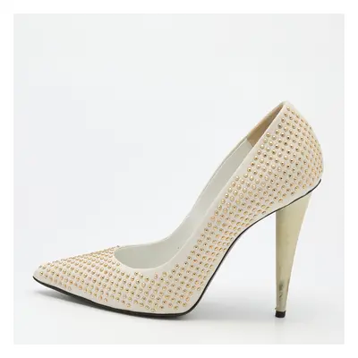 Giuseppe Zanotti Off White Leather Ester Embellished Pumps Size