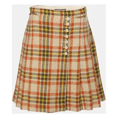 Gucci Multicolor Checkered Wool Blend Horsebit Mini Skirt