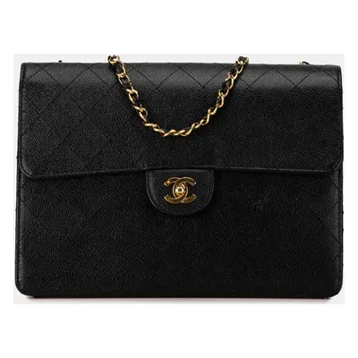 Chanel Black Quilted Caviar Jumbo Classic Single Flap Shoulder Bag