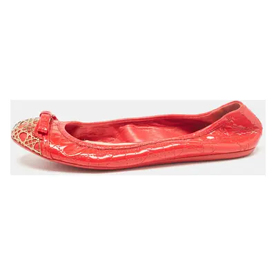 Dior Red Cannage Patent Leather Bow Ballet Flats Size