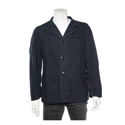 Emporio Armani Blue Striped Cotton Jacket