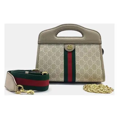 Gucci Beige GG Supreme Canvas Web Shoulder Bag